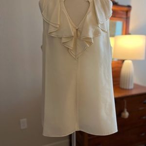 Banana Republic silk top sleeveless. Tie belt or leave off. Size XL, light cream
